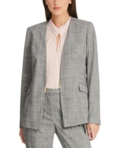 petite collarless blazer