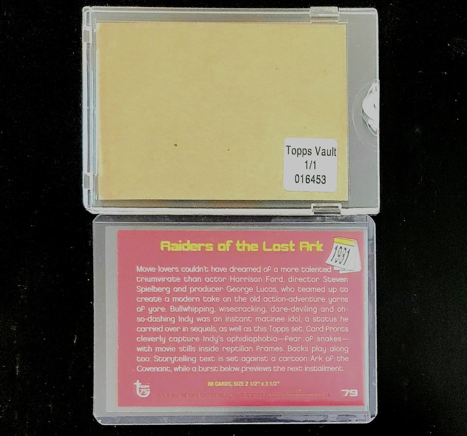 RARE 75th Anniv. Topps Vault Indiana Jones ROTLA Proof Card #79 1/1 & Foil Card - Image 2 of 2