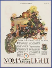 Vintage 1928 NOMA LIGHTS Christmas Tree Colored String Mazda Lamps 20's Print Ad