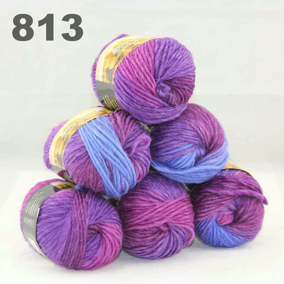 SALE 6BallsX50gr Warm Colorful Rugs Knitting Wool Blankets Crocheted Yarn 13