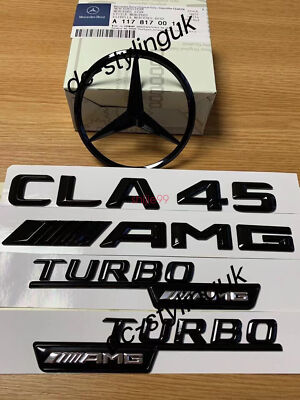 Gloss Black Rear Boot Star Badge & Emblems for Mercedes CLA45 AMG W117