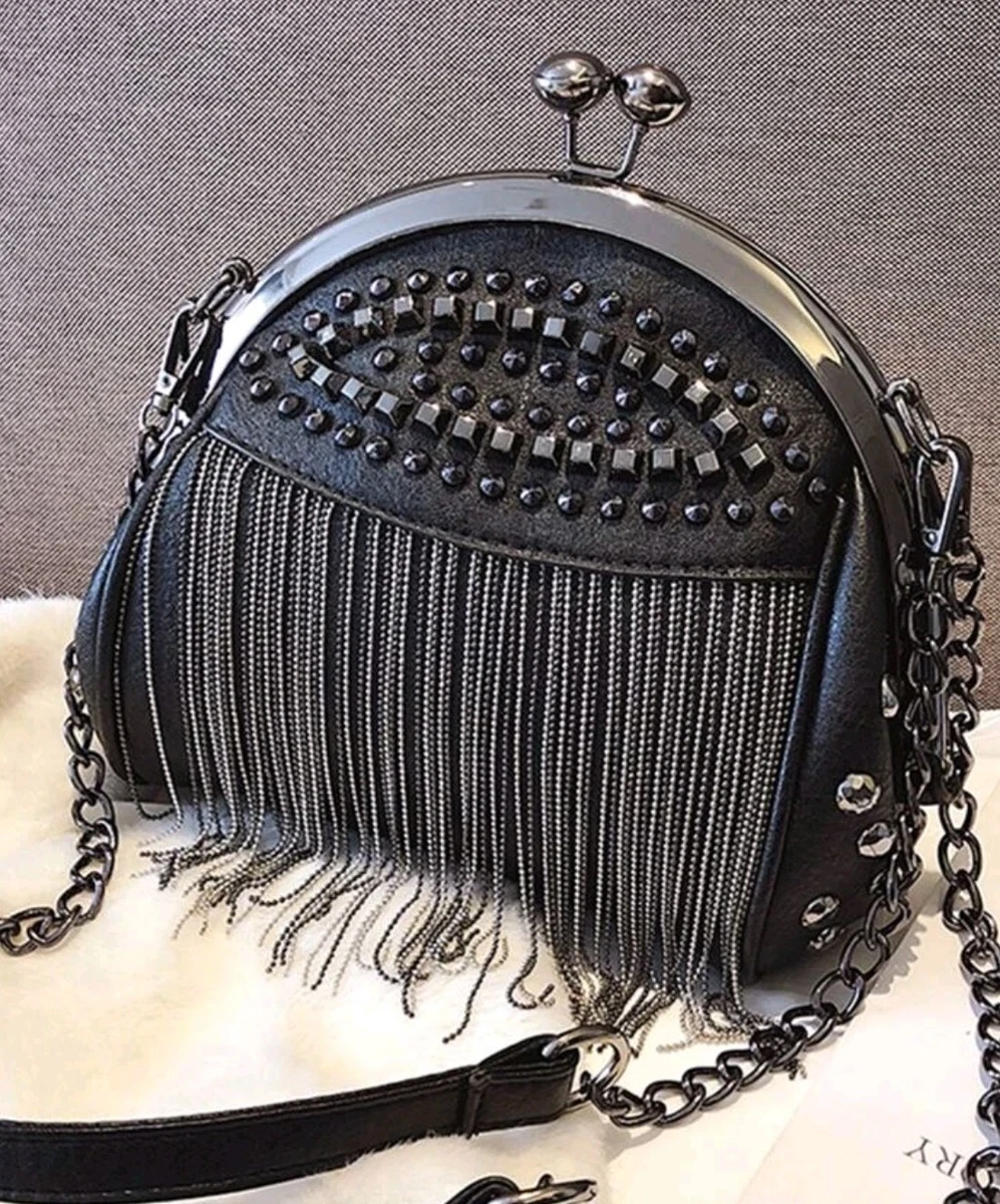 Black tassel clutch bag cheap