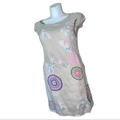 m made in italy linen dress Women's Woven Dress| M Sunset Totem / XL