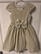 Rare Editions Girls Size 4T Party Dress/Flower Girl White And Gold