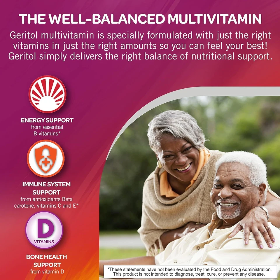Suplemento multivitamínico de geritol contiene vitaminas B, antioxidantes, hierro 40ct Foto 2 de 4