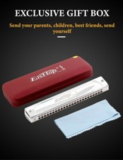 EASTTOP 24Hole Harmonica Tremolo Harmonica Key of C Tremolo Mouth Organ Harmonic
