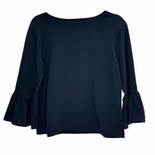 Top Bryn Walker para mujer S manga campana con volantes algodón lycra negro pieza grapa - Imagen 2 de 4