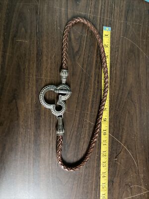 Brighton Disney Mickey Mouse belt  brown braided leather silver-plated buckle Disney Brighton Silver Brown Braided Belt Size | eBay main image 4
