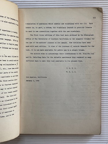 1945 Elementary Chinese Reader & Grammar by Theodore Hsi En Chen-Chinese Edition - Picture 8 of 13