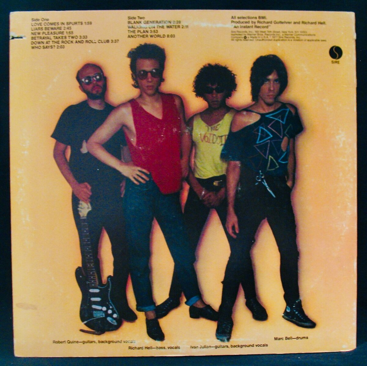 RICHARD HELL & THE VOIDOIDS~Blank Generation~Punk Rock Album RICHARD HELL & THE VOIDOIDS~Blank Generation~Punk Rock Album