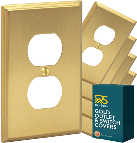 BRASS Metal Gold Outlet Cover MIDSIZE Duplex 1-Gang Light Switch Cover Wall Plat