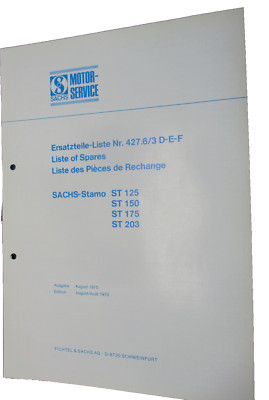 Ersatzteilliste Fichtel & Sachs 427.6/3 D-E-F Ausgabe August 1975 ma0810425