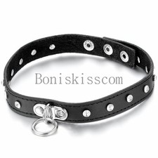 Punk Gothic Rock Spike Rivet Buckle Black Leather Choker Collar Women's Necklace