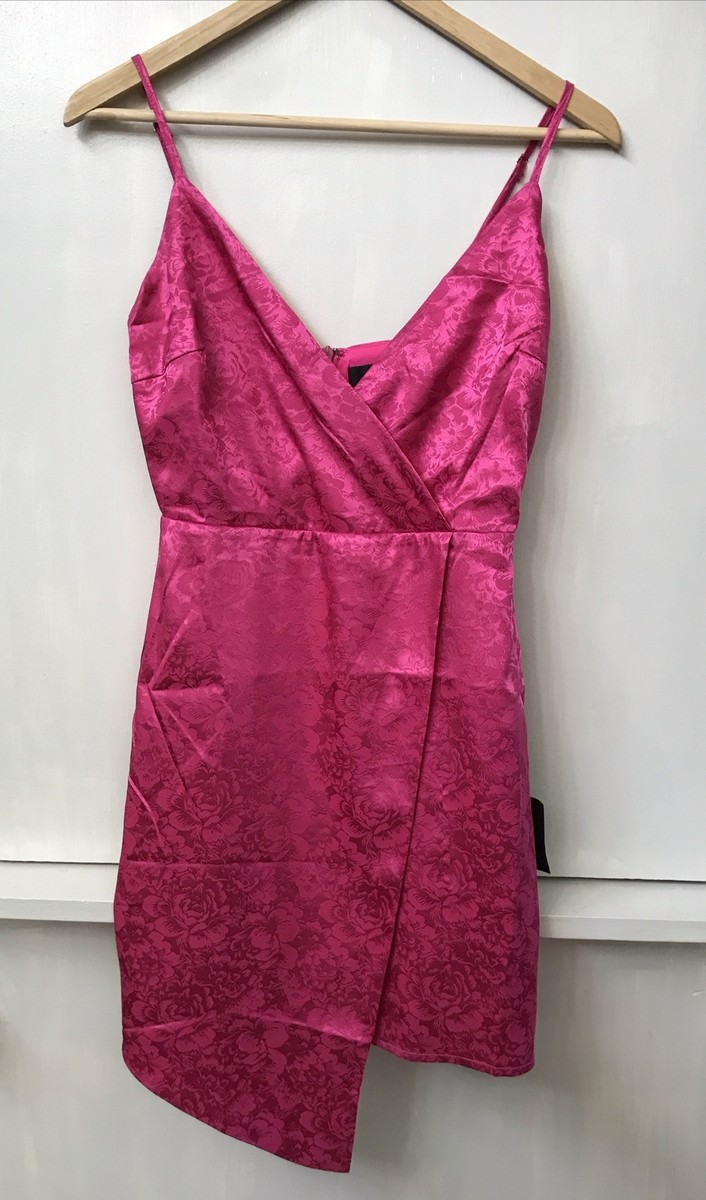 knee length dresses for ladies Hot Pink Floral Jacquard Mini Dress - Event Dresses main image 1