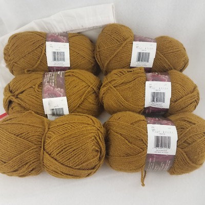 5 Skeins Patons Decor Yarn Acrylic Wool Blend 1662 Rich Bronze