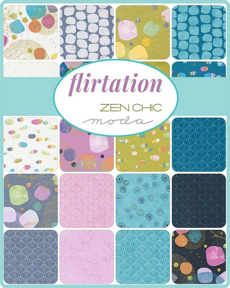 Flirtation Moda Charm Pack 42 100% Cotton 5" Precut Fabric Quilt Squares - Image 2 of 2