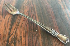 1 Cocktail Fork Signature Monogram K International 1950 Silverplate Floral Plume