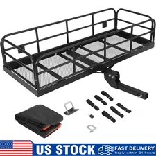 500LBS Foldable Hitch Mounted Cargo Carrier Basket ,Luggage Rack w/ 2" Receiver