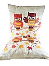 2 Vintage ESTATE 1980s Throw Pillows Paisley Owl Browns/Naturals 16"x 16"