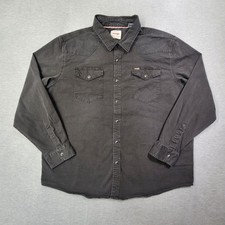 Wrangler Pearl Snap Denim Shirt Mens 2XL Black Flap Pockets Western Outdoor