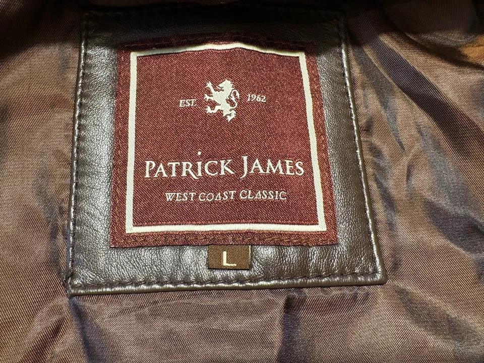 De Colección Patrick James Chaqueta Bomber de Cuero Marrón Dos Tonos Costa Oeste Para Hombre’s Grande Foto 3 de 4