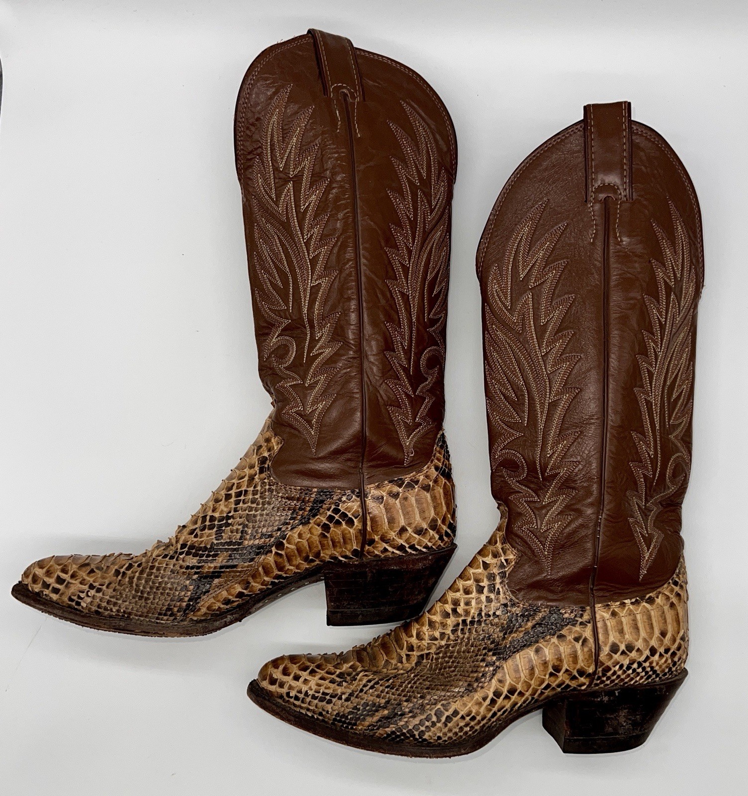 Justin Leather Snakeskin Brown Python Leather Wes… - image 1