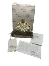 Vintage Whiting Davis Gold Tone Mesh Kiss Lock Coin Purse Art Deco USA, New