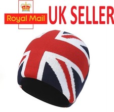 Union Jack Beanie Hat mens womens GB UK Great British flag knitted woolly lined