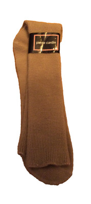 NEW VTG 80s Pierre Cardin Khaki Tan Socks Mens KING SIZE 14-17 USA Made NOS