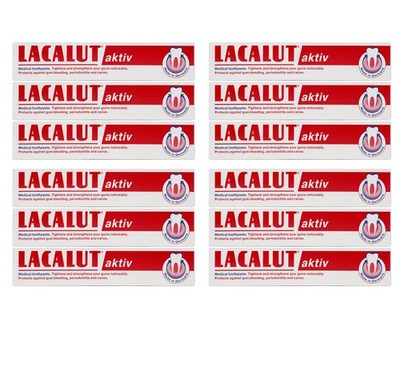 Lacalut Aktiv Toothpaste Premium Oral Care For Healthy Gums Bulk 75ml 12-Pack