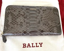 Bally Switzerland Morrisa Women's gray Python snakeskin zip-around wallet