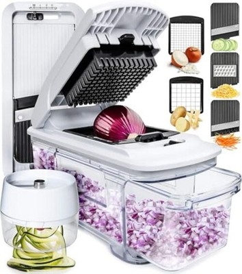 XL Vegetable Chopper & Mandoline Slicer   Vegetable, Onion, 6 in 1 Black/White