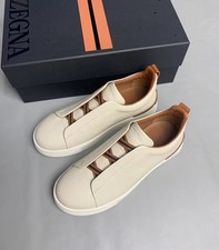 ZEGNA Triple Stitch Slip-On Sneakers Leather Unisex - NEW