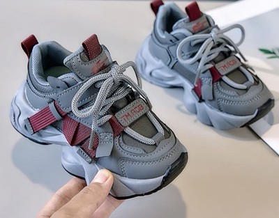 Kids Athletic Sneakers Gray with Red | Comfortable & Durable Shoes