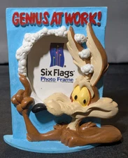 Six Flags 1994 Wile E Coyote 4" Mini Picture Photo Frame Looney Tunes "Genius"