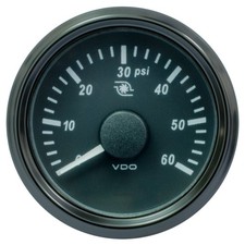 VDO Singleviu Turbo Boost Pressure Gauge Electrical 0-60Psi - White Backlight