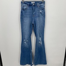 Cello Jeans High Rise Flare Distressed Light Blue Size 5 Regular Womens