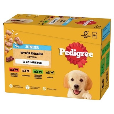 12x100 g PEDIGREE Nassfutter MIX Geschmacks in Gelee Junior Welpe