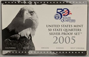 2005 Silver quarter proof set with box and papers