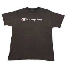 Champion Script Logo T-Shirt Men’s Large Brown Sports College Hipster Athletic