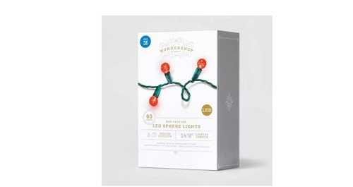 60ct LED Red Faceted Sphere Christmas String Lights with Green Wire - 第 1/2 張圖片