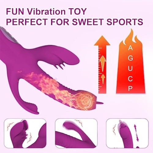 3IN1 Tongue Licking Vibrator Dildo Rabbit Clitoral Stimulator Sex Toy Women - Picture 3 of 7