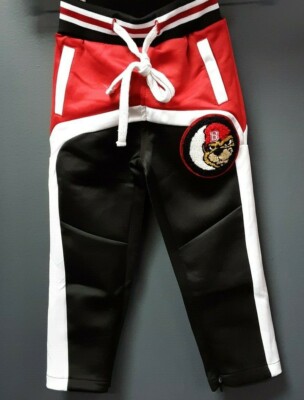 US Toddler / Baby / Kids Black Keys Bear Sweat Pants - Black/Red