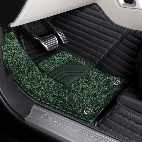 DOUBLE LAYER COWHIDE LEATHER FLOOR MAT MOTOPTES CAR ACCESSORIES 5 SEATS GREEN - Picture 5 of 18
