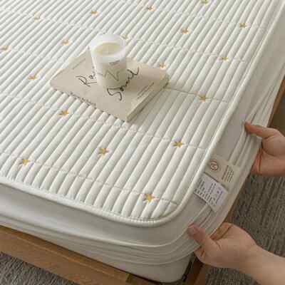 Embroidered Mattress Cover Pad Protector Skin-Friendly Durable Fitted Bed Sheet