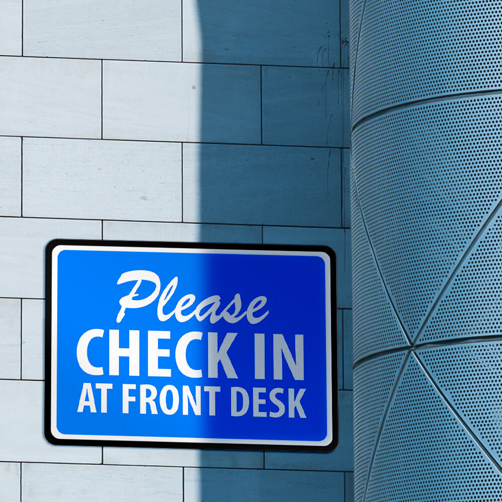 Please Check In At Front Desk Signs
