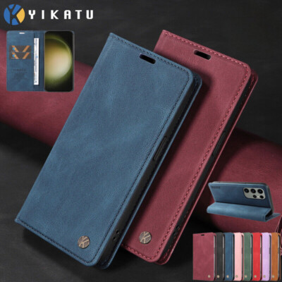 Leather Case For Samsung S26 S25 S24 S23 S22 S20+ FE Ultra Wallet Magnetic Cover