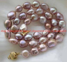 New Natural 8-9mm Lavender Baroque Freshwater Pearl Necklace 18''