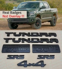 7PCS Black out Emblem Badge Kit 2014-2021 FOR TOYOTA TUNDRA SR5 4X4 V8 5.7L Logo