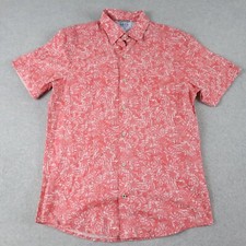 IZOD Saltwater Shirt Mens Medium Hawaiian Casual Button Up Floral Short Sleeve
